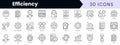 Set of outline efficiency icons. Minimalist thin linear web icon set. vector illustration