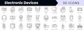 Set of outline electronic devices icons. Minimalist thin linear web icon set. vector illustration Royalty Free Stock Photo