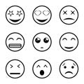 Set of outline emoticons, emoji