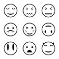 Set of outline emoticons, emoji Royalty Free Stock Photo