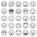 Set of outline emoticons, emoji Royalty Free Stock Photo