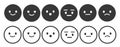 Set of outline emoticons, emoji isolated on white background, vector illustration