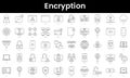 Set of outline encryption icons. Minimalist thin linear web icon set. vector illustration Royalty Free Stock Photo