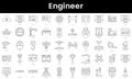 Set of outline engineer icons. Minimalist thin linear web icon set. vector illustration Royalty Free Stock Photo