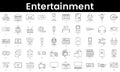 Set of outline entertainment icons. Minimalist thin linear web icon set. vector illustration Royalty Free Stock Photo