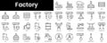 Set of outline factory icons. Minimalist thin linear web icon set. vector illustration Royalty Free Stock Photo