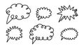 Set of outline hand drawn vector speech bubbles and thought balloons, thinking clouds in doodle style. For comics, chat Royalty Free Stock Photo