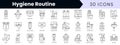 Set of outline hygiene routine icons. Minimalist thin linear web icon set. vector illustration Royalty Free Stock Photo