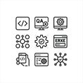 Software Development, QA Testing and Cybersecurity Outline Icons Set Royalty Free Stock Photo