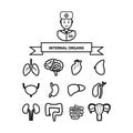 Set of outline icons of internal organs. Royalty Free Stock Photo