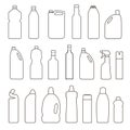 Set of outline illustration bottles, cans, container Royalty Free Stock Photo