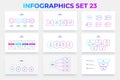 Set of outline infographic elements. Vector process diagrams, flowcharts, timelines and funnel with 3, 4, 5, and 6
