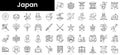 Set of outline japan icons. Minimalist thin linear web icon set. vector illustration