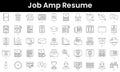 Set of outline job amp resume icons. Minimalist thin linear web icon set. vector illustration