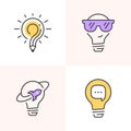 Set of outline lightbulb icons