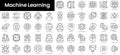 Set of outline machine learning icons. Minimalist thin linear web icon set. vector illustration