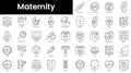 Set of outline maternity icons. Minimalist thin linear web icon set. vector illustration