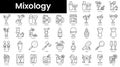 Set of outline mixology icons. Minimalist thin linear web icon set. vector illustration