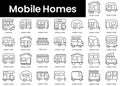 Set of outline mobile homes icons. Minimalist thin linear web icon set. vector illustration