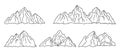 Set of outline mountains. Peak icon. Concept adventure, mountaineering, tourism