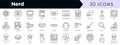 Set of outline nerd icons. Minimalist thin linear web icon set. vector illustration Royalty Free Stock Photo