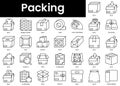 Set of outline packing icons. Minimalist thin linear web icon set. vector illustration