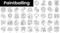 Set of outline paintballing icons. Minimalist thin linear web icon set. vector illustration Royalty Free Stock Photo