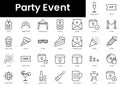 Set of outline party event icons. Minimalist thin linear web icon set. vector illustration Royalty Free Stock Photo
