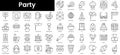 Set of outline party icons. Minimalist thin linear web icon set. vector illustration Royalty Free Stock Photo