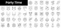 Set of outline party time icons. Minimalist thin linear web icon set. vector illustration Royalty Free Stock Photo