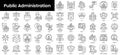 Set of outline public administration icons. Minimalist thin linear web icon set. vector illustration