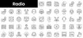 Set of outline radio icons. Minimalist thin linear web icon set. vector illustration