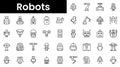 Set of outline robots icons. Minimalist thin linear web icon set. vector illustration