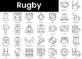 Set of outline rugby icons. Minimalist thin linear web icon set. vector illustration Royalty Free Stock Photo