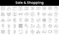Set of outline sale and shopping icons. Minimalist thin linear web icon set. vector illustration