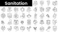 Set of outline sanitation icons. Minimalist thin linear web icon set. vector illustration