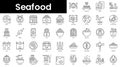 Set of outline seafood icons. Minimalist thin linear web icon set. vector illustration