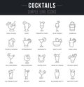 Set Vector Line Icons of Cocktails.