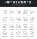 Set Vector Line Icons of Fruit and Herbal tea. Royalty Free Stock Photo