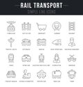 Set Vector Line Icons of Rail Transport. Royalty Free Stock Photo