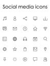 Set of Outline Social Media Icons