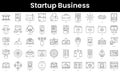 Set of outline startup business icons. Minimalist thin linear web icon set. vector illustration Royalty Free Stock Photo