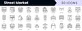 Set of outline street market icons. Minimalist thin linear web icon set. vector illustration