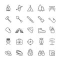 Set of Outline stroke Camping icon