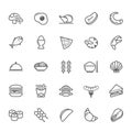 Set of Outline stroke Food icon Royalty Free Stock Photo