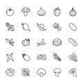 Set of Outline stroke Vegetable icon Royalty Free Stock Photo