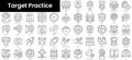 Set of outline target practice icons. Minimalist thin linear web icon set. vector illustration