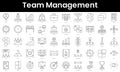 Set of outline team management icons. Minimalist thin linear web icon set. vector illustration