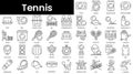 Set of outline tennis icons. Minimalist thin linear web icon set. vector illustration Royalty Free Stock Photo