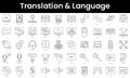 Set of outline translation and language icons. Minimalist thin linear web icon set. vector illustration